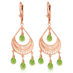 6.75 Carat 14K Solid Rose Gold Filigree Peridot Earrings