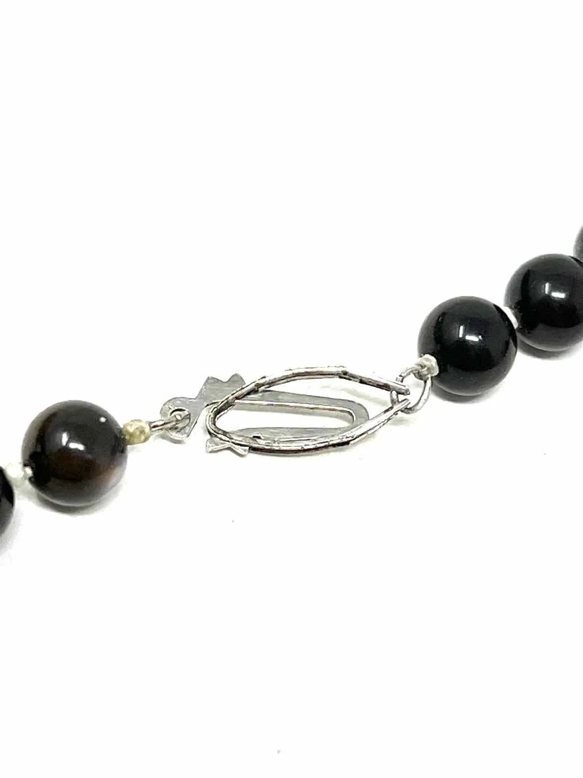 .925 Black Beaded Moon Stone Necklace