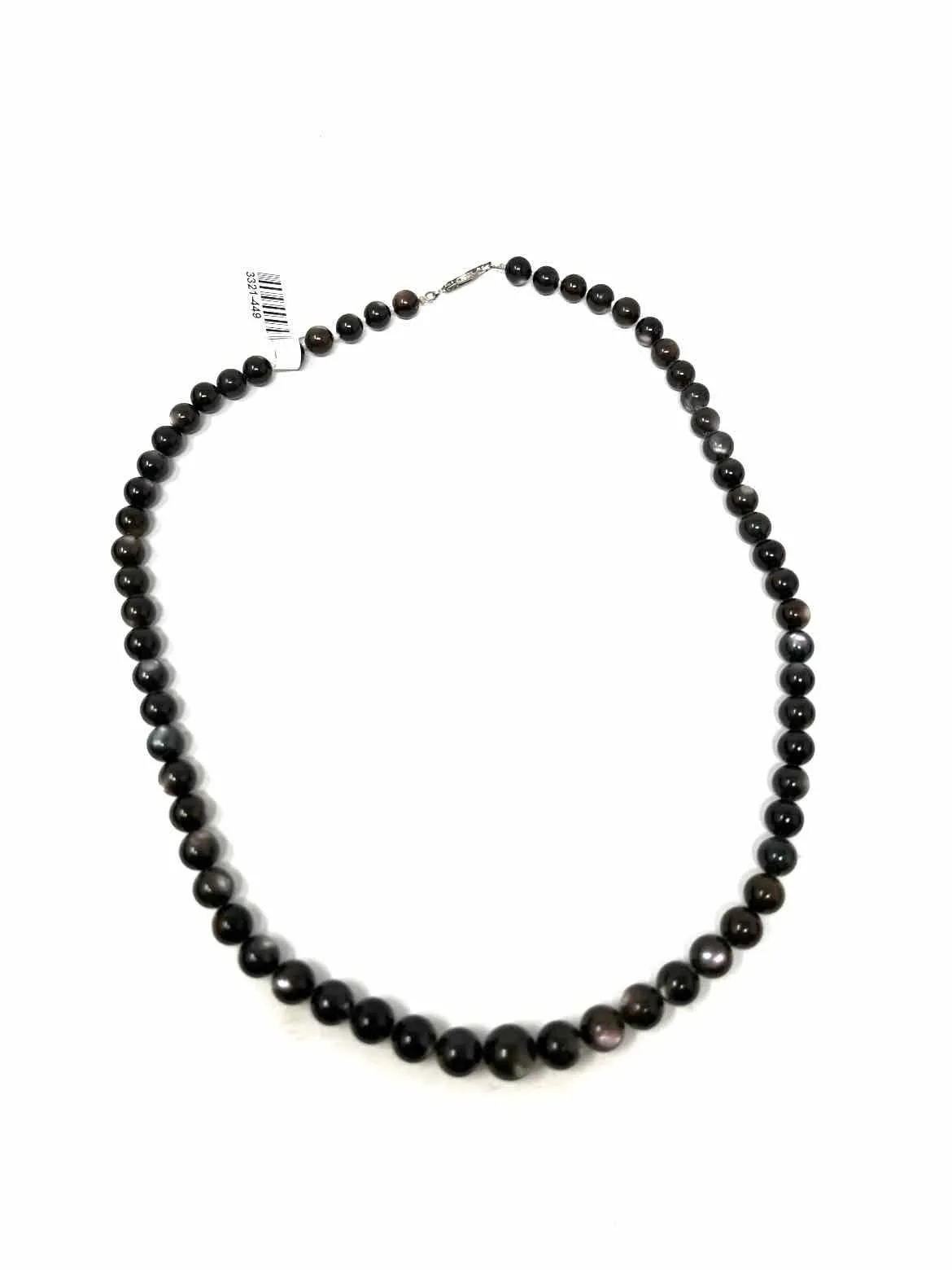 .925 Black Beaded Moon Stone Necklace