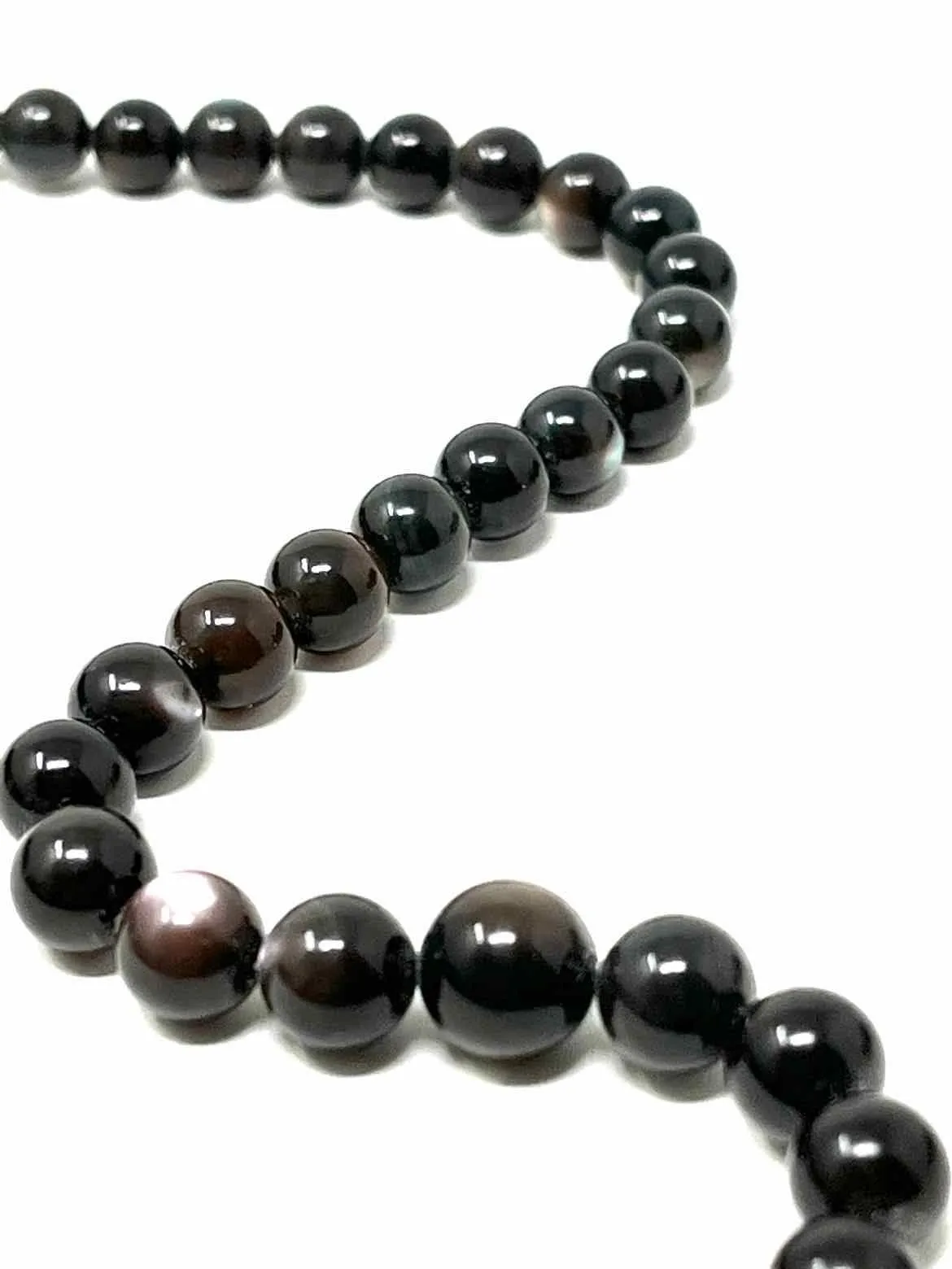 .925 Black Beaded Moon Stone Necklace