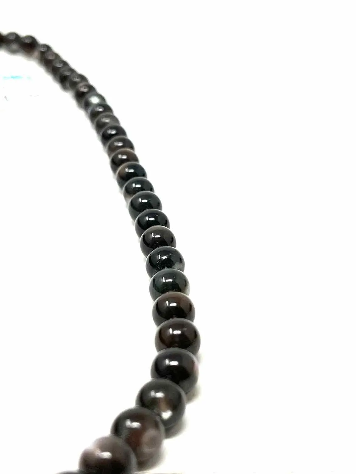 .925 Black Beaded Moon Stone Necklace