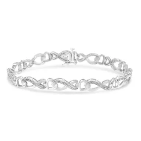 .925 Sterling Silver 1/5 Cttw Diamond 7” Infinity Heart Tennis Bracelet