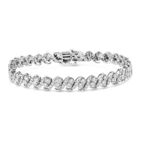 .925 Sterling Silver 2.0 Cttw Round-Cut Diamond "S" Link Bracelet