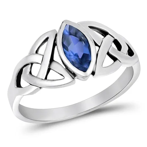 925 Sterling Silver Celtic Ring With Different Color CZ Stone