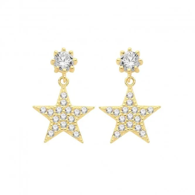 9ct Gold Zirconia Star Drop Earrings ER1151