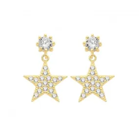 9ct Gold Zirconia Star Drop Earrings ER1151