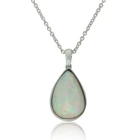 9ct White Gold Opal Pendant