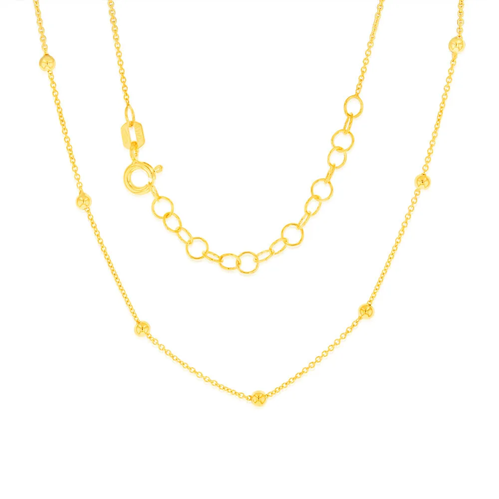 9ct Yellow Gold Balls on Fancy 25 5cm Anklet