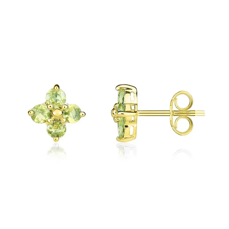 9K Yellow Gold Peridot Quatrefoil Stud Earrings