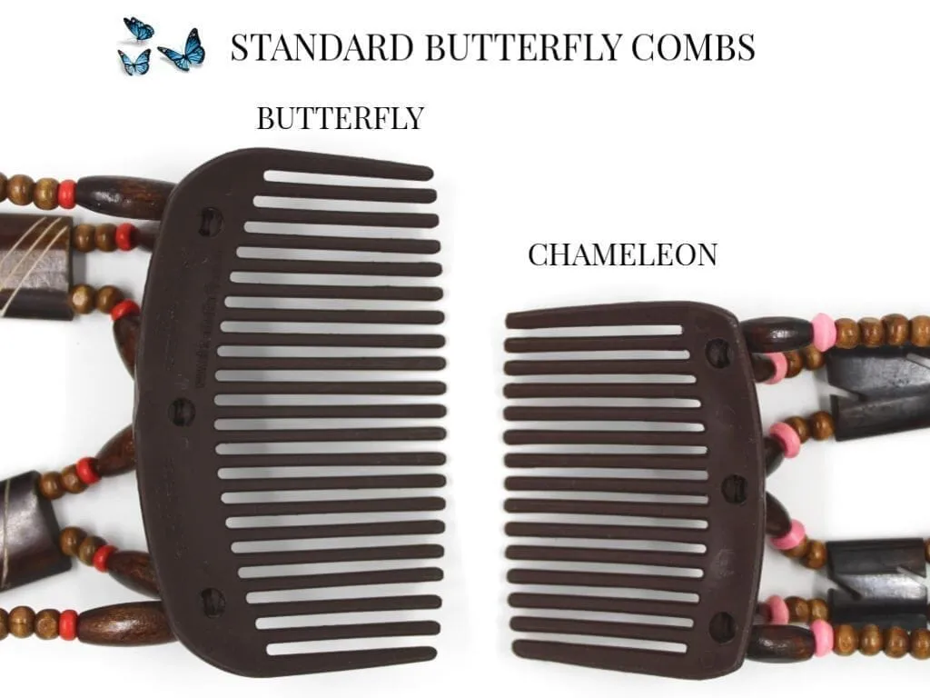 African Butterfly Chameleon Hair Comb - Dalena Clear 23