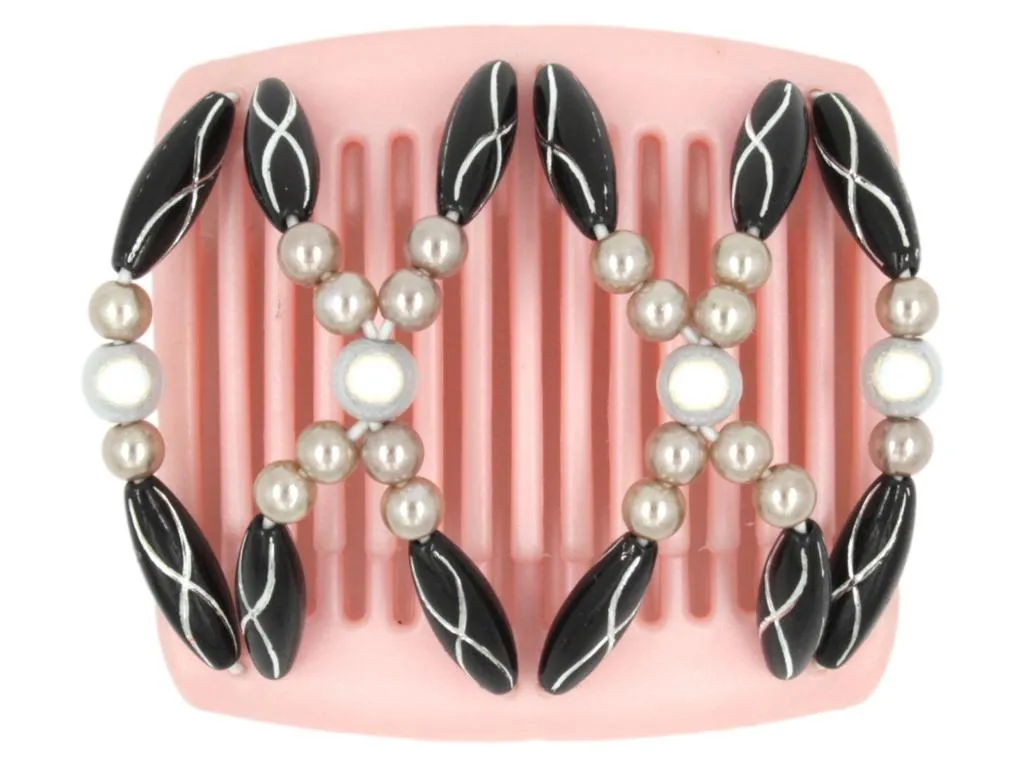 African Butterfly Chameleon Hair Comb - Dalena Pink Pearl 06