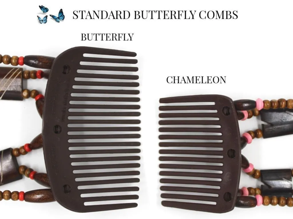 African Butterfly Chameleon Hair Comb - Ndebele Brown 86