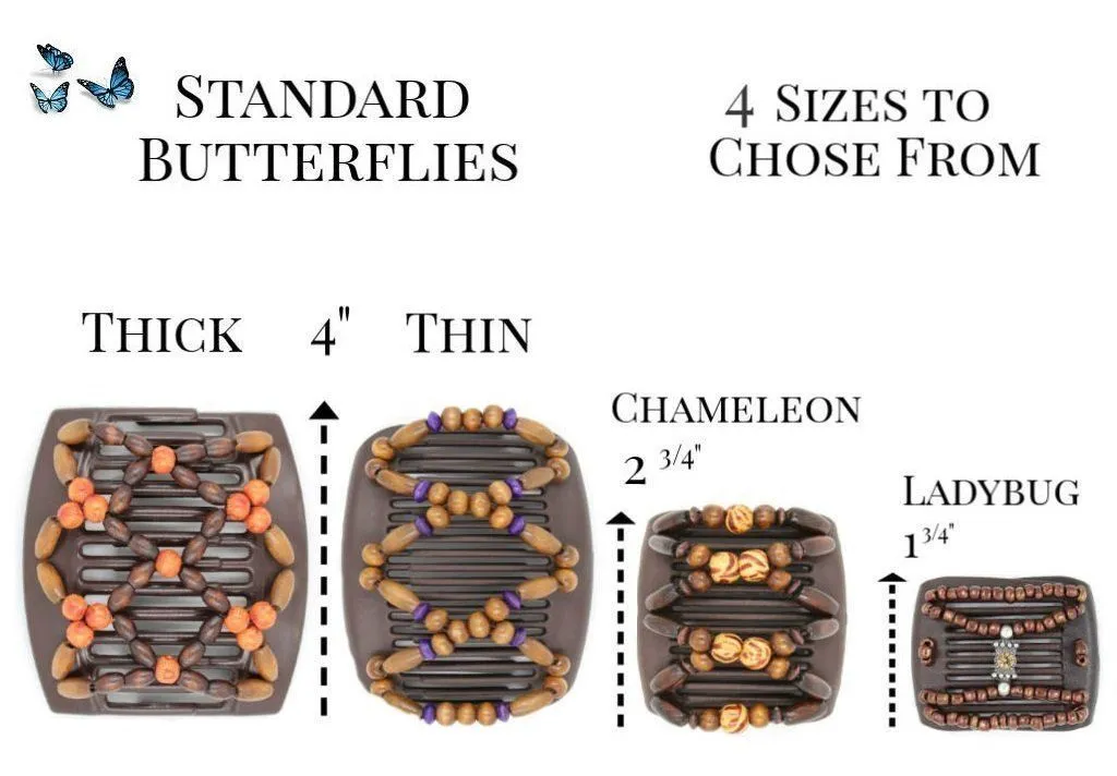 African Butterfly Chameleon Hair Comb - Stones & Bones Black 40