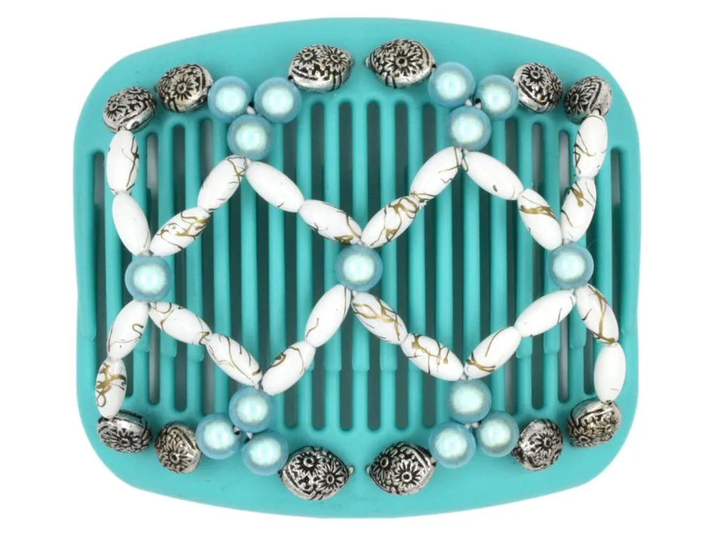 African Butterfly Hair Comb - Ndalena Turquoise 05