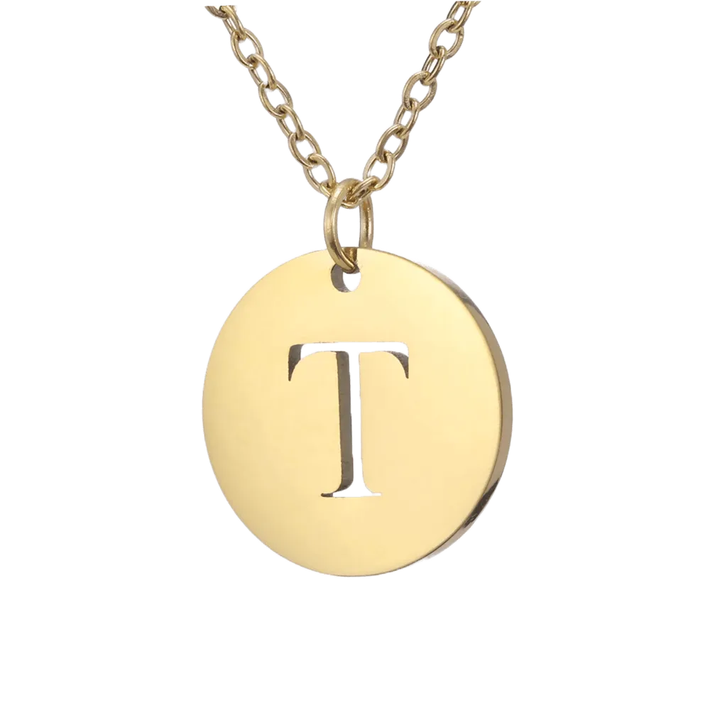 Alphabet Necklace Gold Plated - Letter T