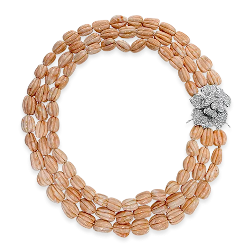 Angel Skin Coral & Diamond Necklace