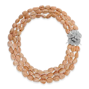 Angel Skin Coral & Diamond Necklace