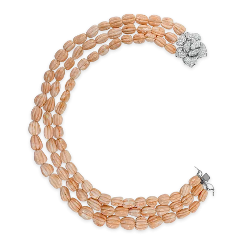 Angel Skin Coral & Diamond Necklace