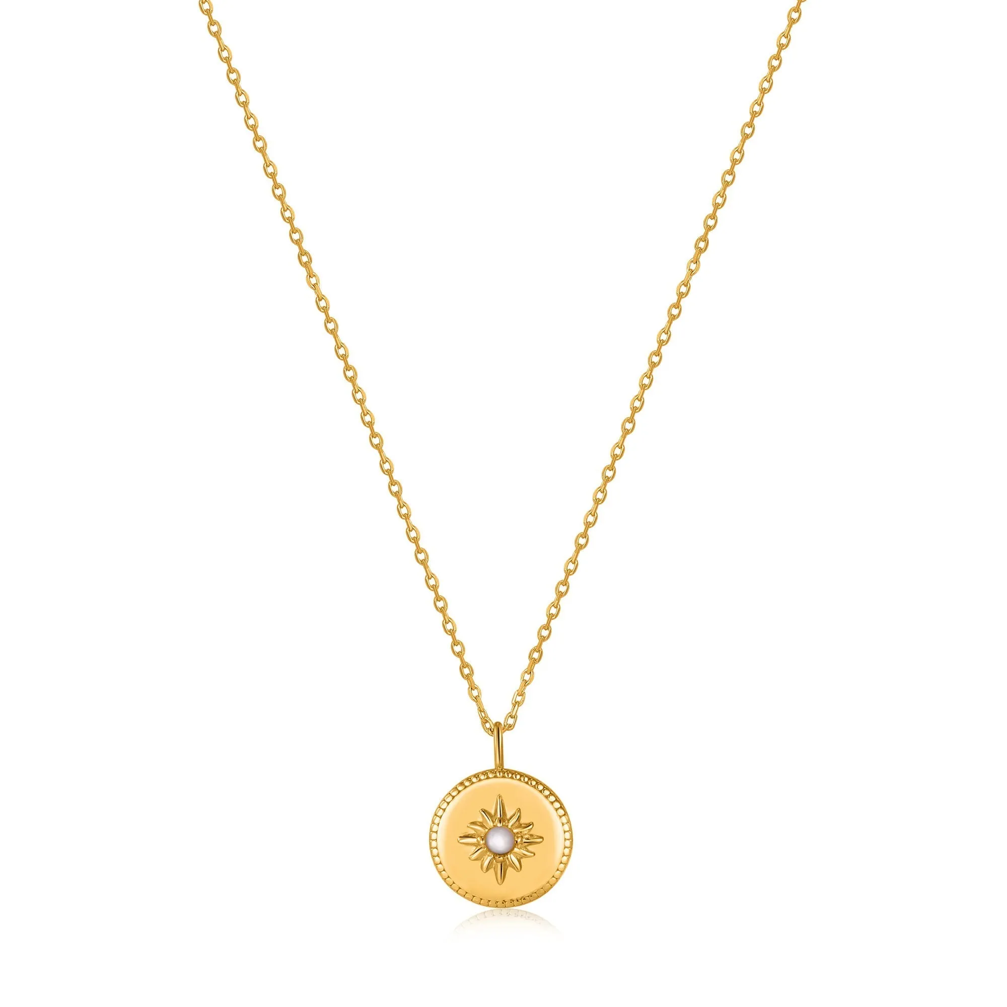 Ania Haie Gold Mother of Pearl Sun Pendant Necklace