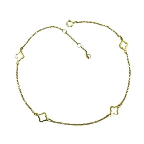 Ankle Bracelet: Gold Vermeil Chain with Open Clovers  (AG48CLV)