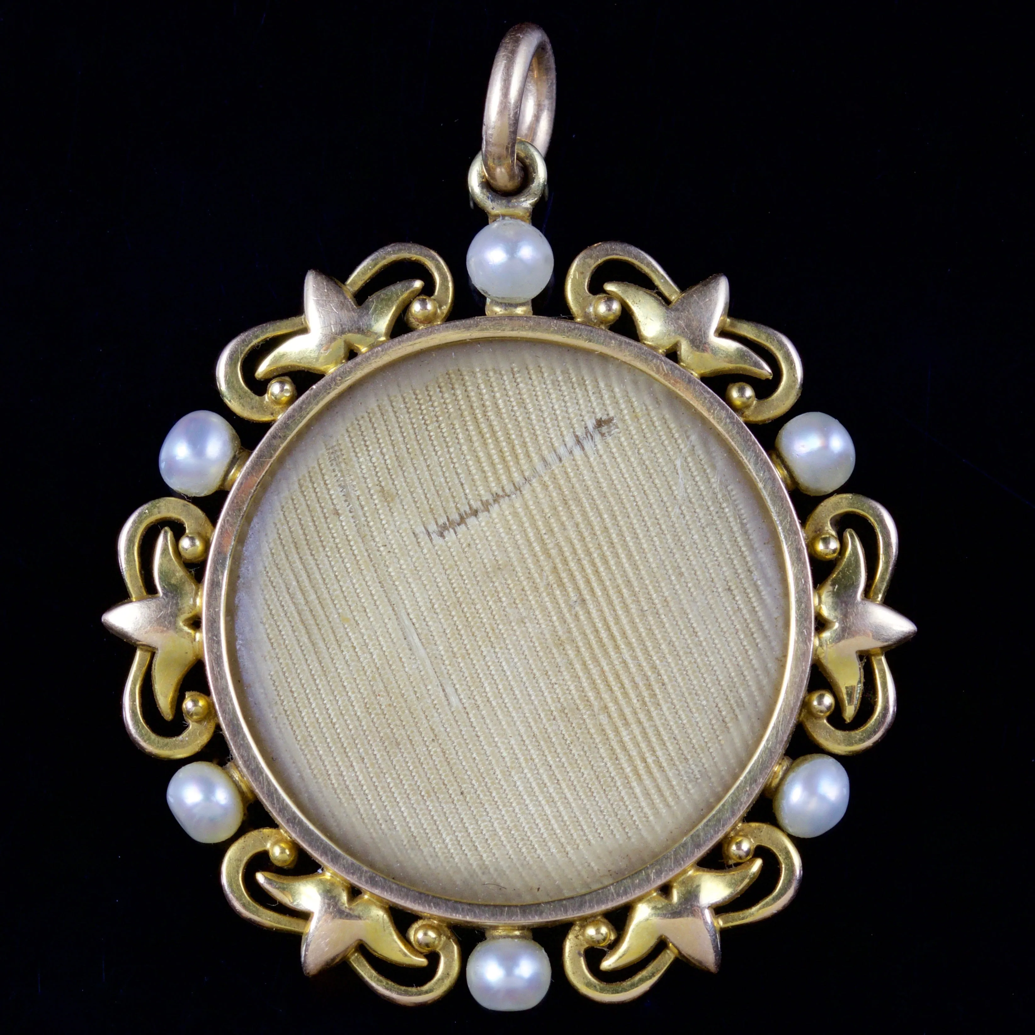 Antique Edwardian Double Locket Pendant Pearl 18Ct Gold Circa 1915