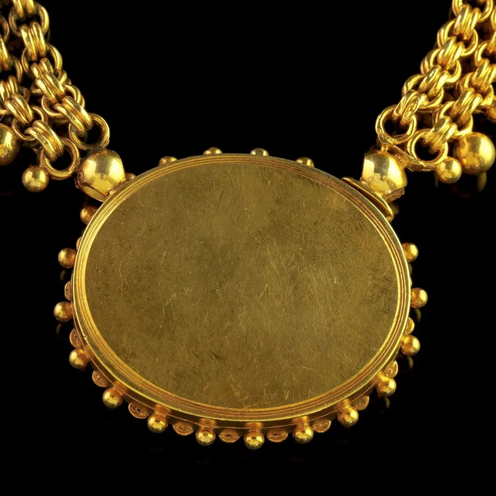 Antique Victorian 18Ct Gold Silver Collar And Locket Circa 1880