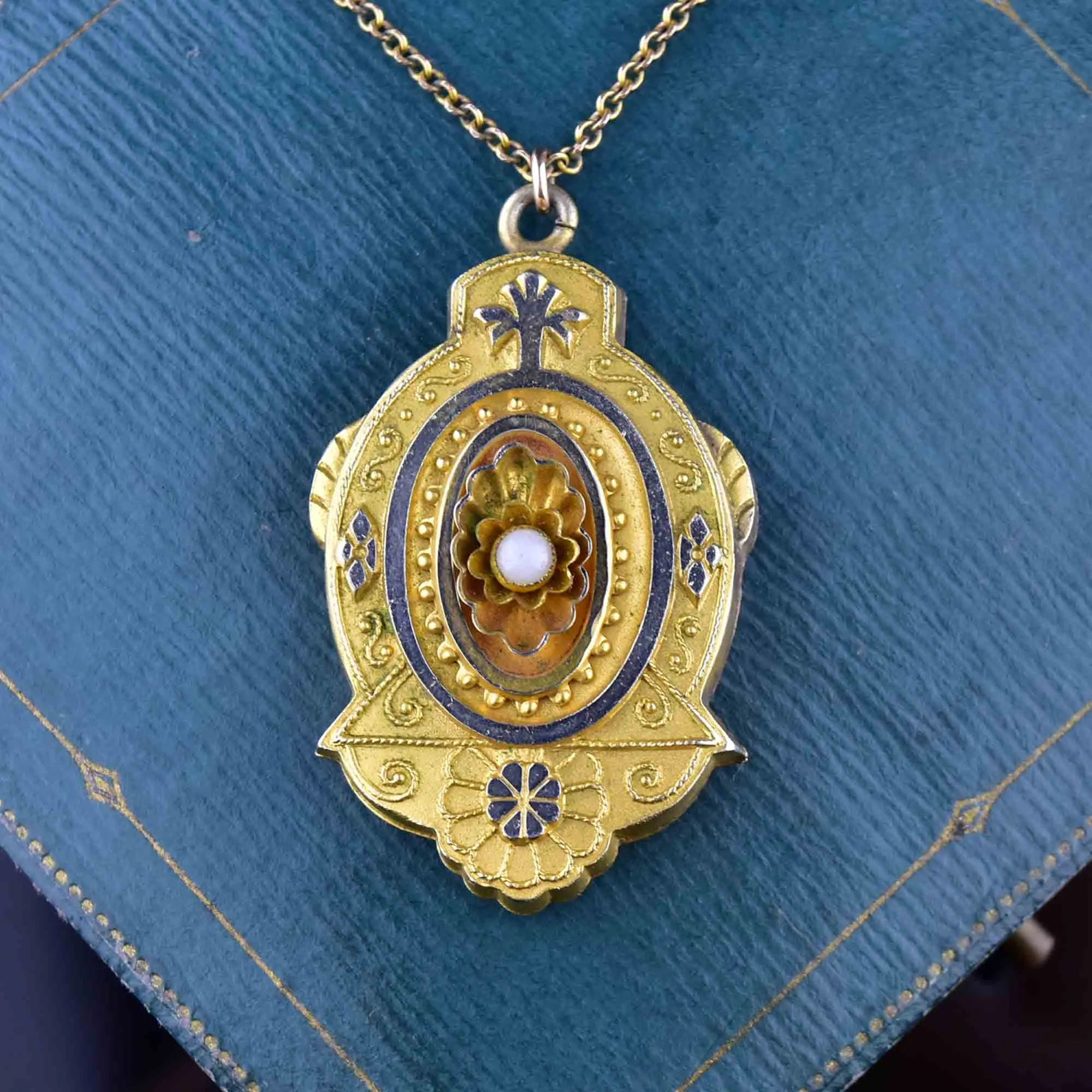 Antique Victorian Gold Filled Photo Locket Necklace