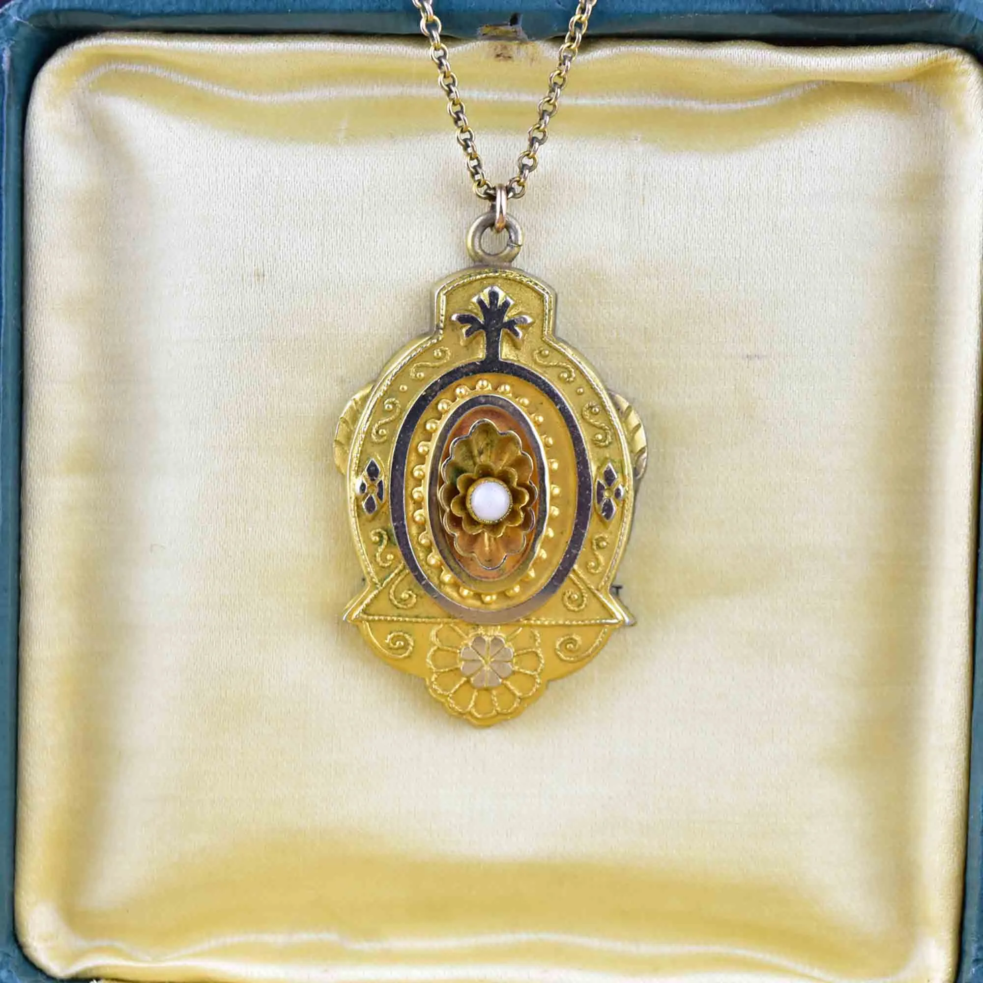 Antique Victorian Gold Filled Photo Locket Necklace