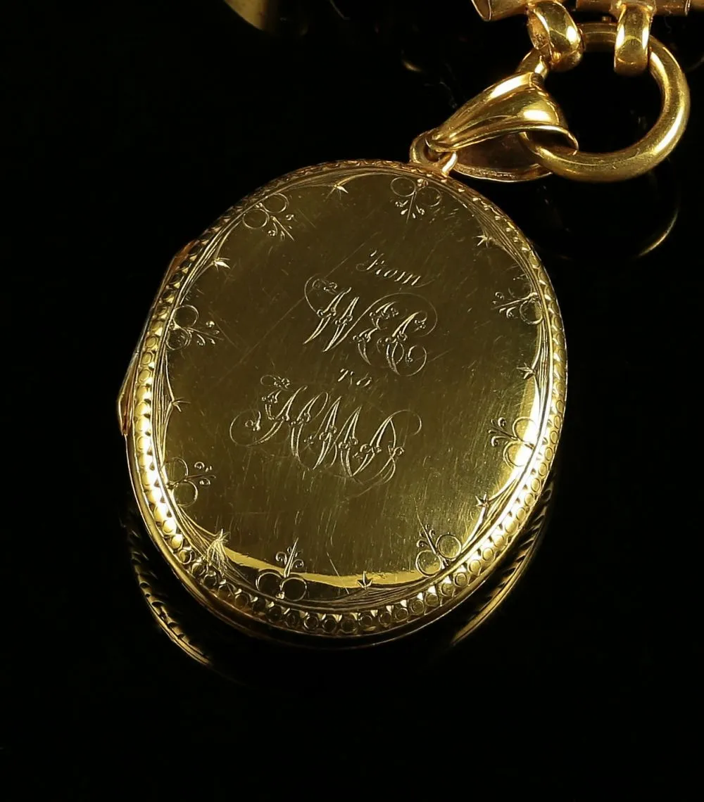 Antique Victorian Gold Locket And Collar Circa 1880