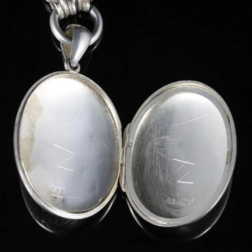 Antique Victorian Silver Locket And Collar Birmingham 1883