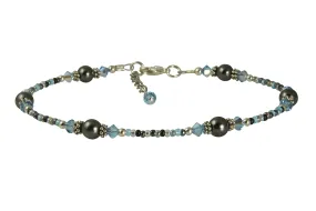 Aqua Gray Pearl Beaded Anklet