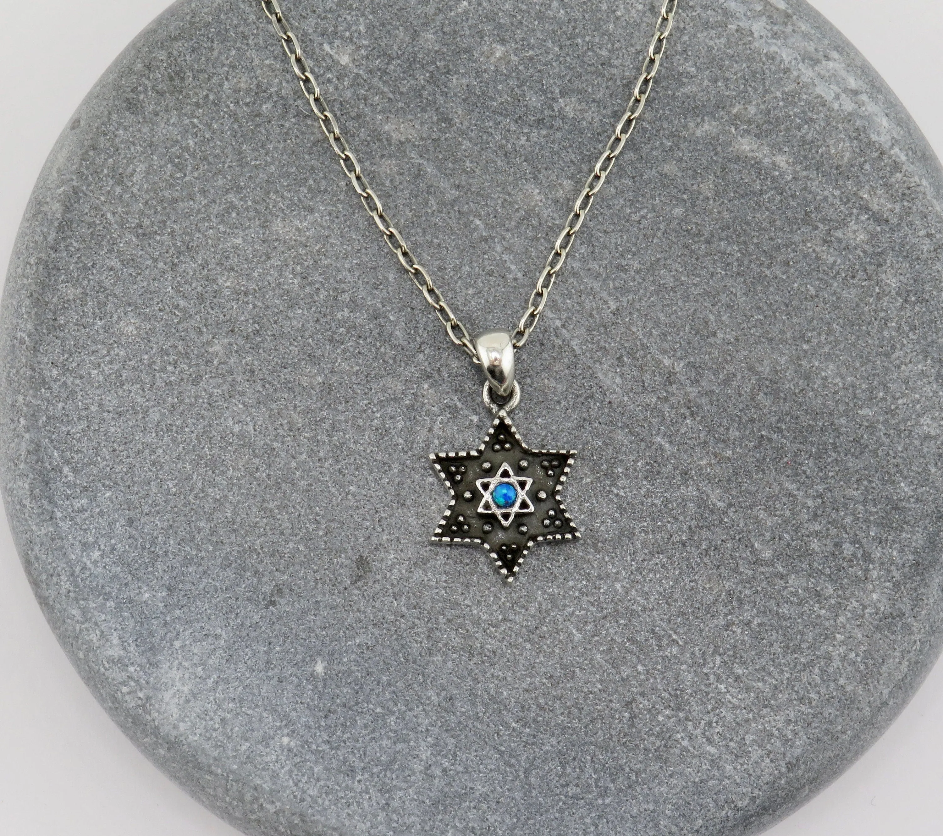 Artisinal Star of David Opal Necklace