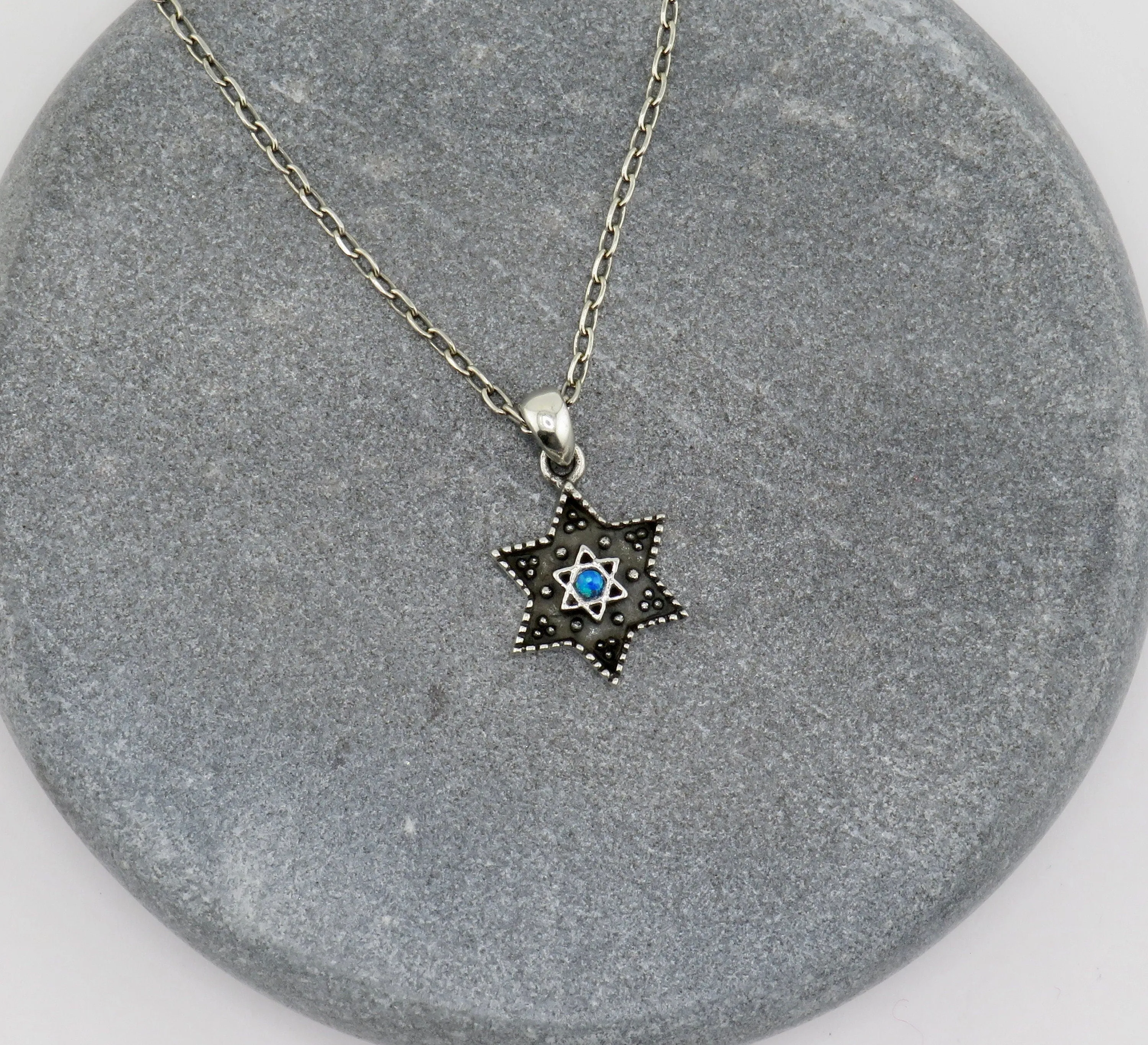 Artisinal Star of David Opal Necklace