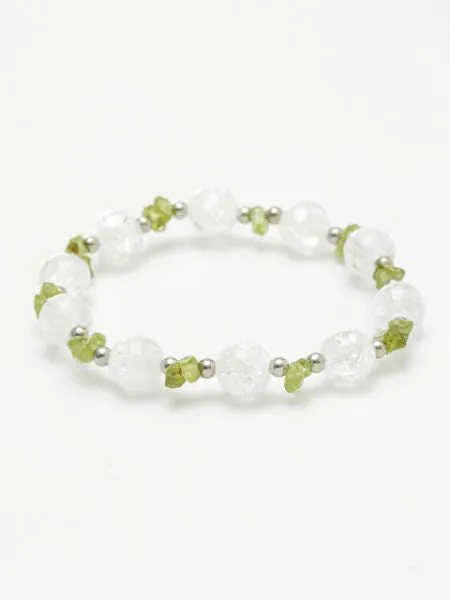 AUG Birthstone PERIDOT x Cracked Crystal Bracelet