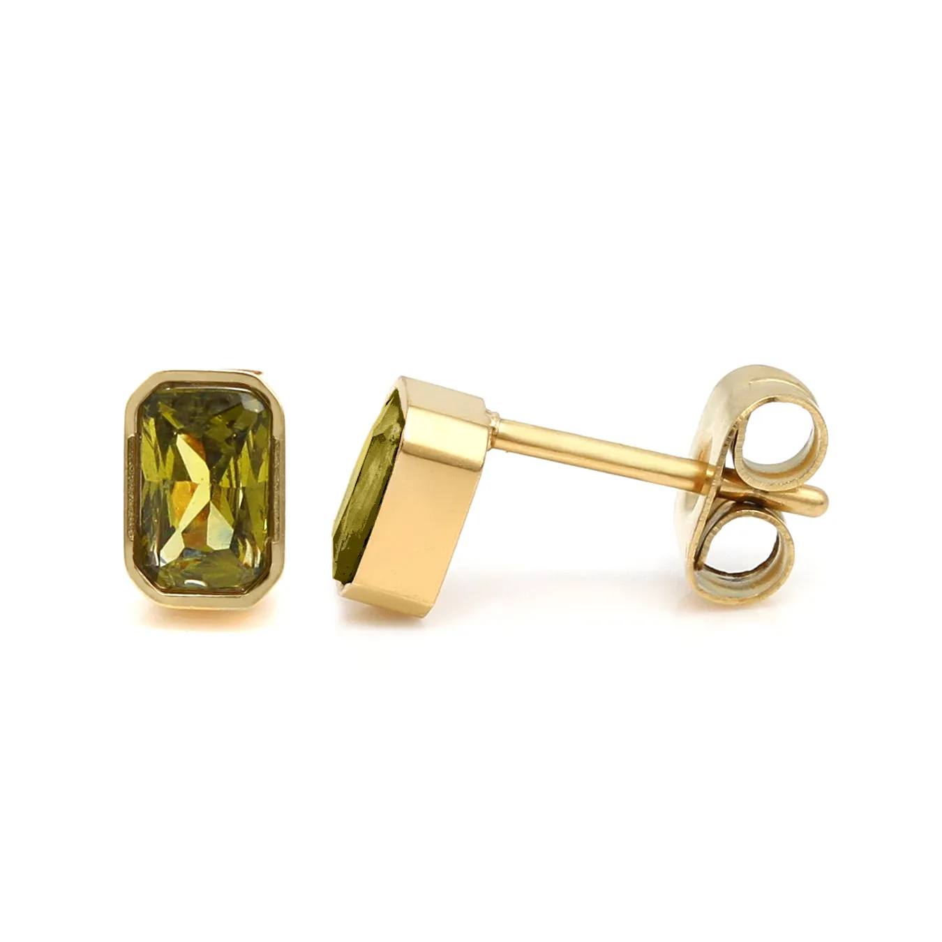 August Peridot Birthstone Earrings - Yellow Gold