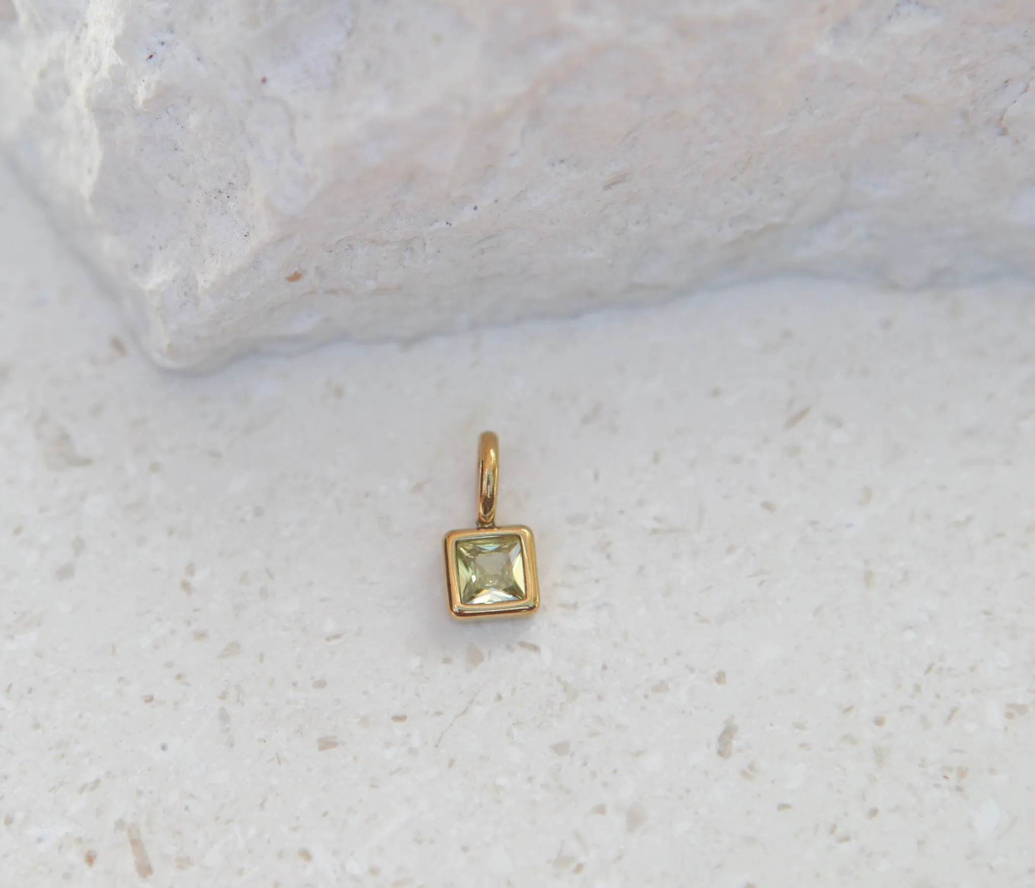 August Peridot Square Charm