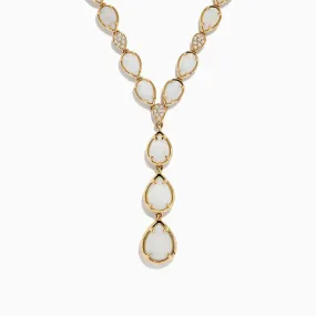 Aurora 14K Yellow Gold Opal and Diamond Y Necklace