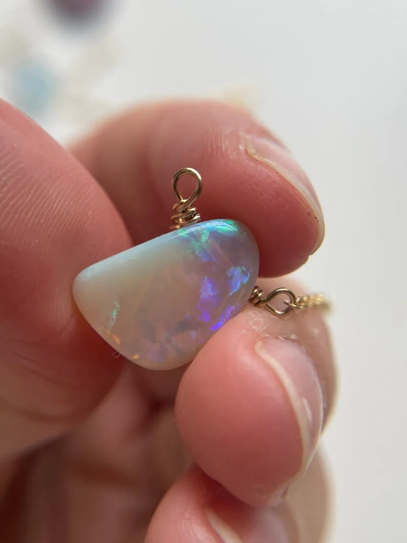 Australian Opal Pendant Necklace 14kt Gold Filled