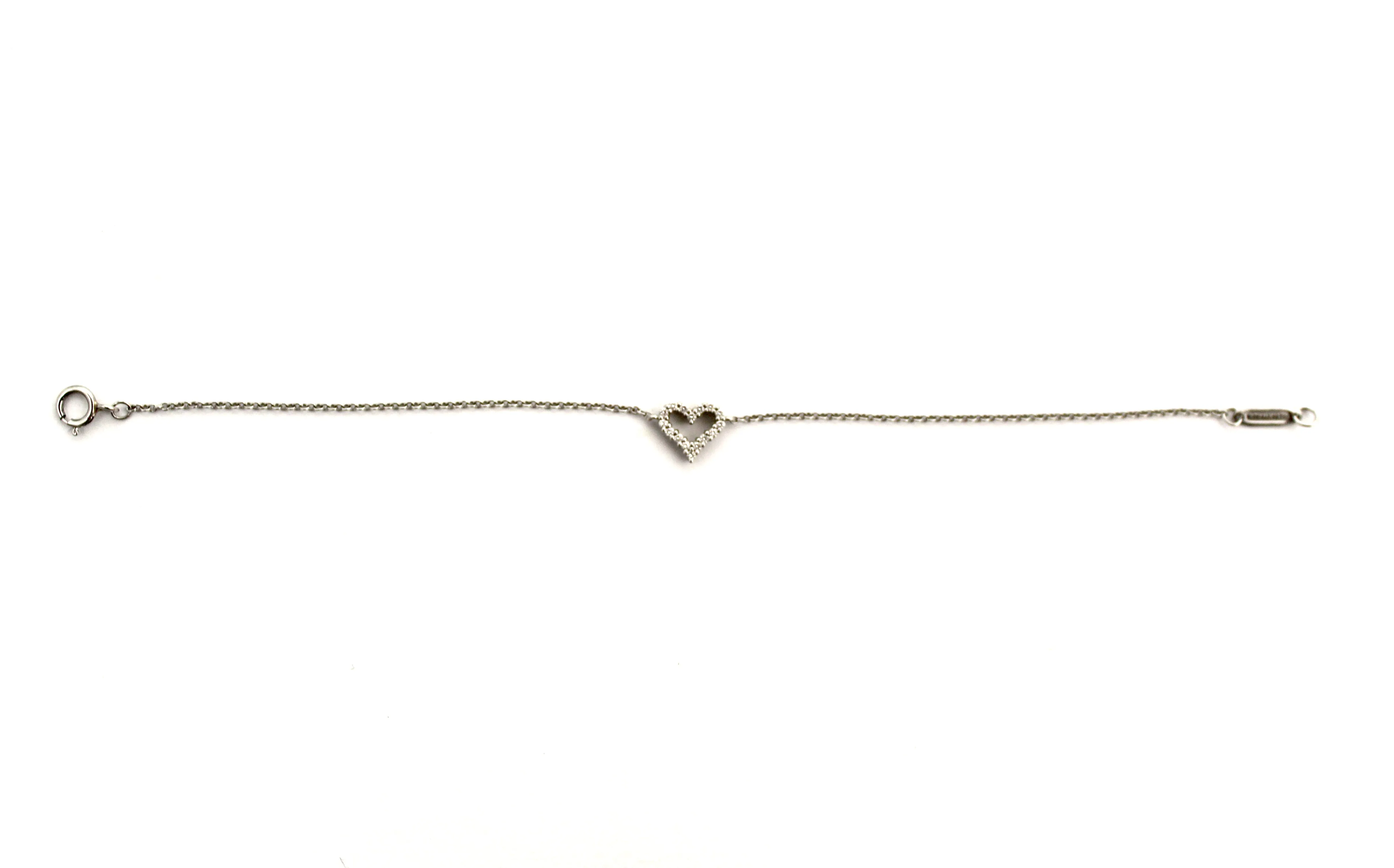 Authentic Tiffany & Co. Platinum Diamond Open Heart Bracelet