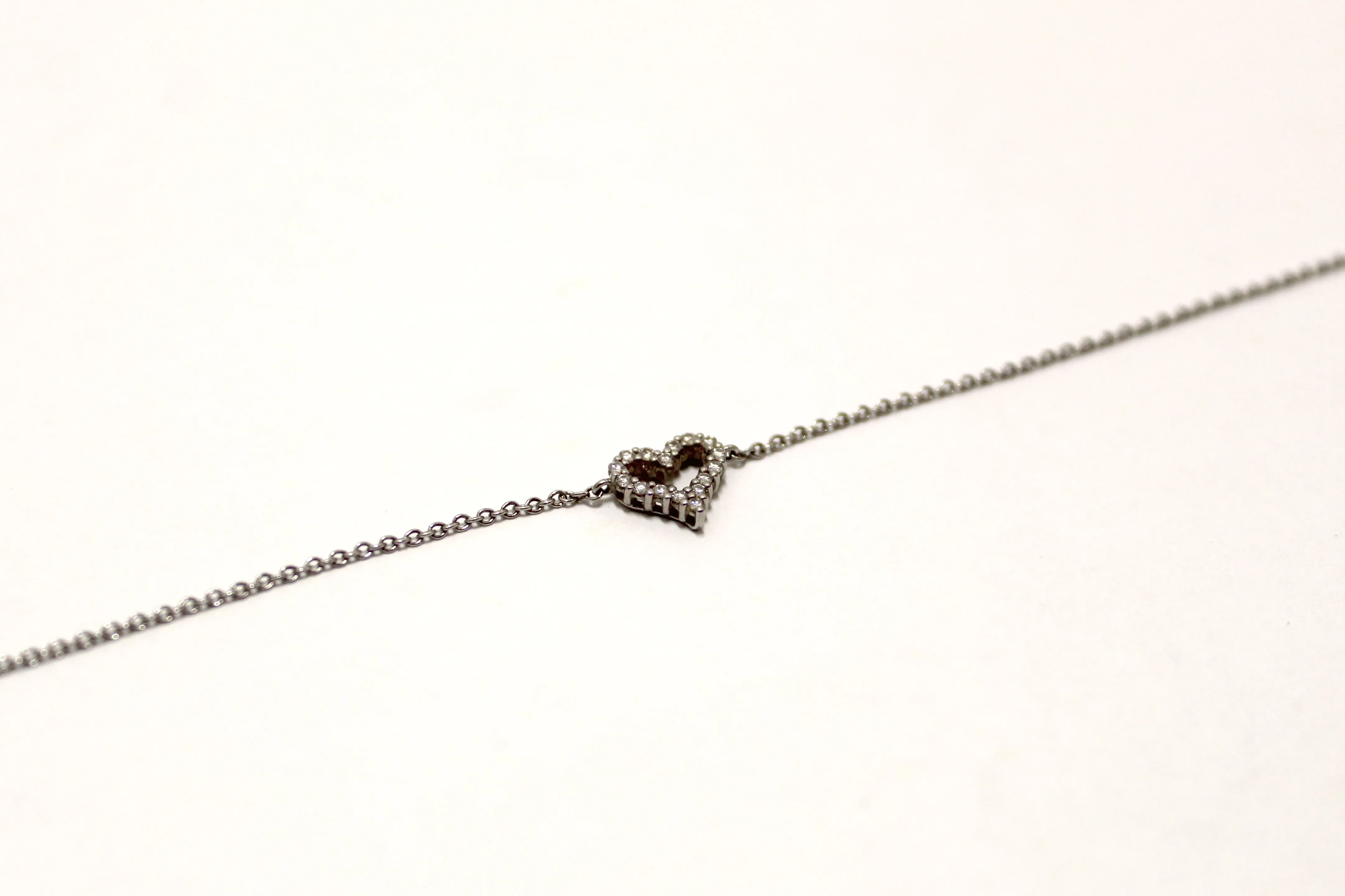 Authentic Tiffany & Co. Platinum Diamond Open Heart Bracelet