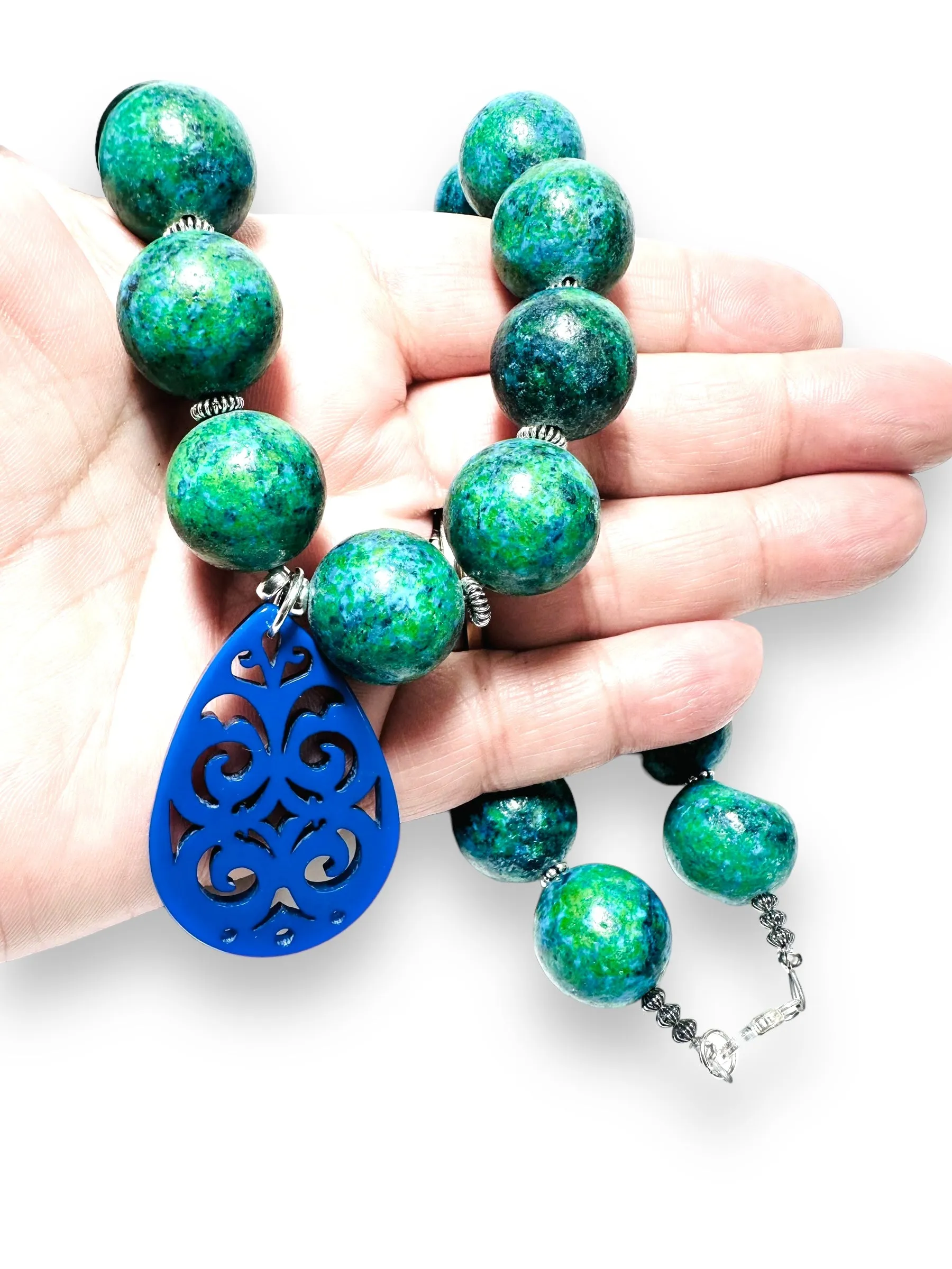 Azurite Chrysocolla Gemstone Necklace