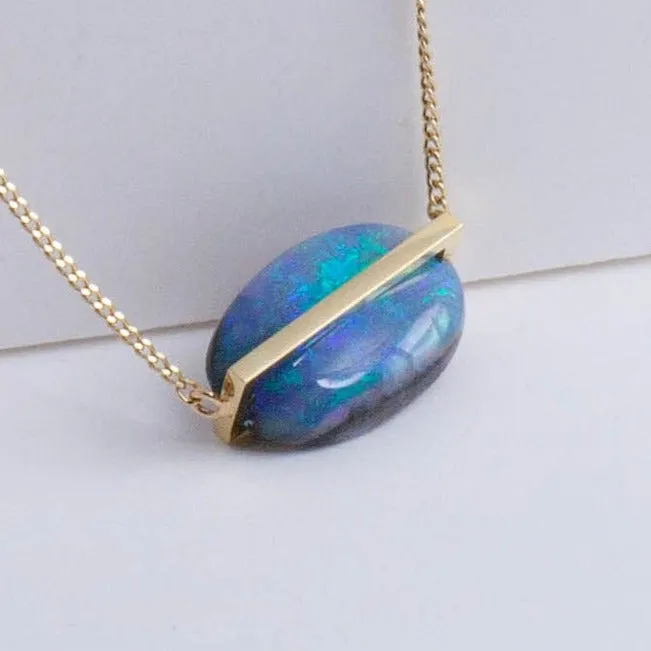 Band one-of-a-kind black opal necklace