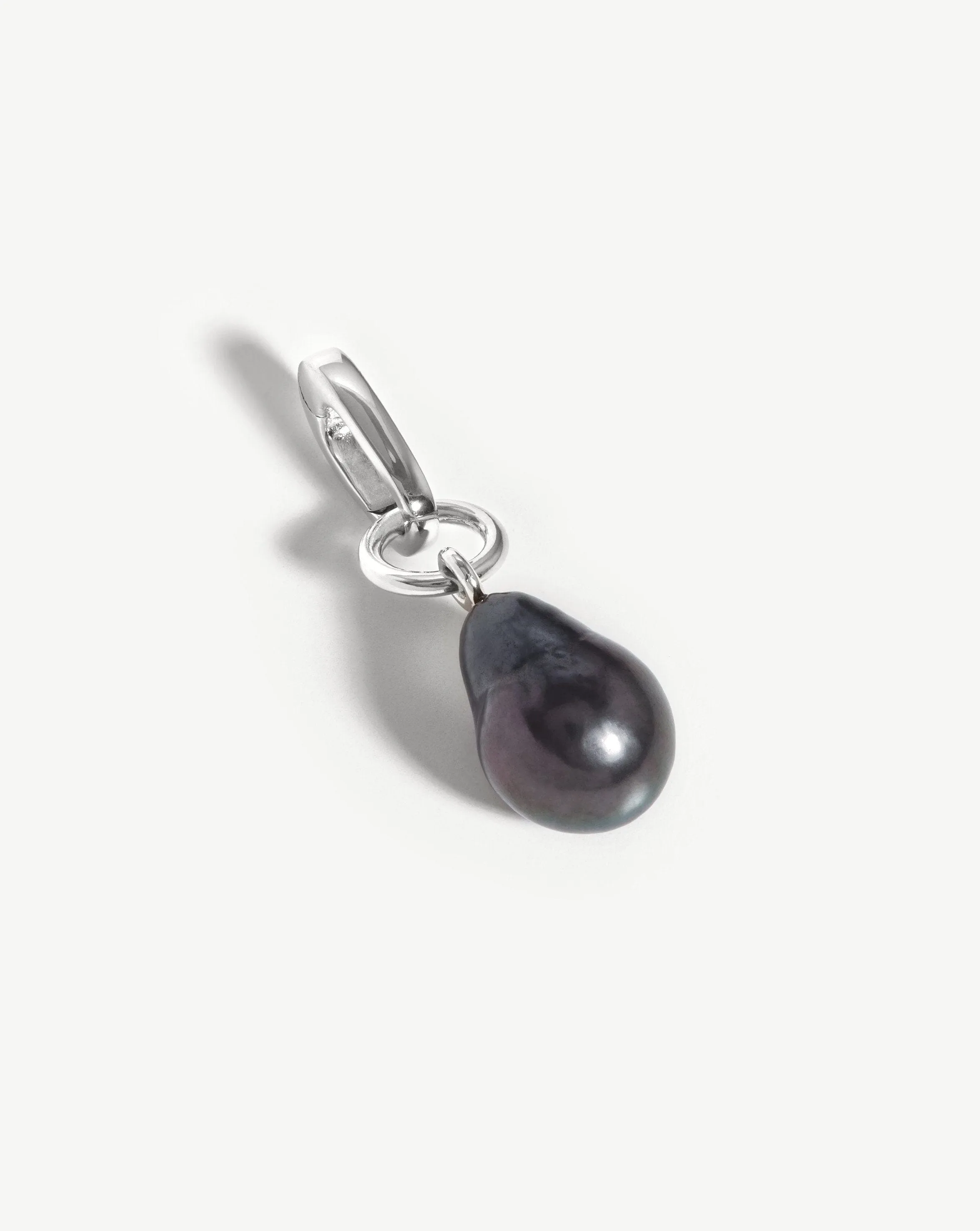 Baroque Pearl Clip-On Pendant | Silver Plated/Grey Pearl