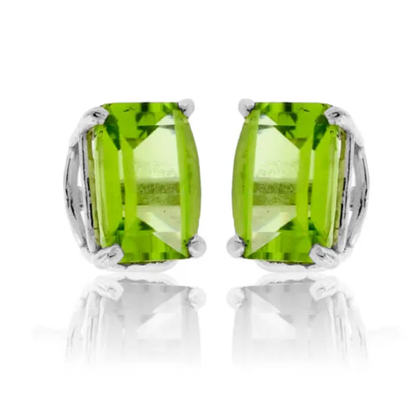 Barrel Cut Peridot Stud Earrings