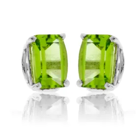 Barrel Cut Peridot Stud Earrings