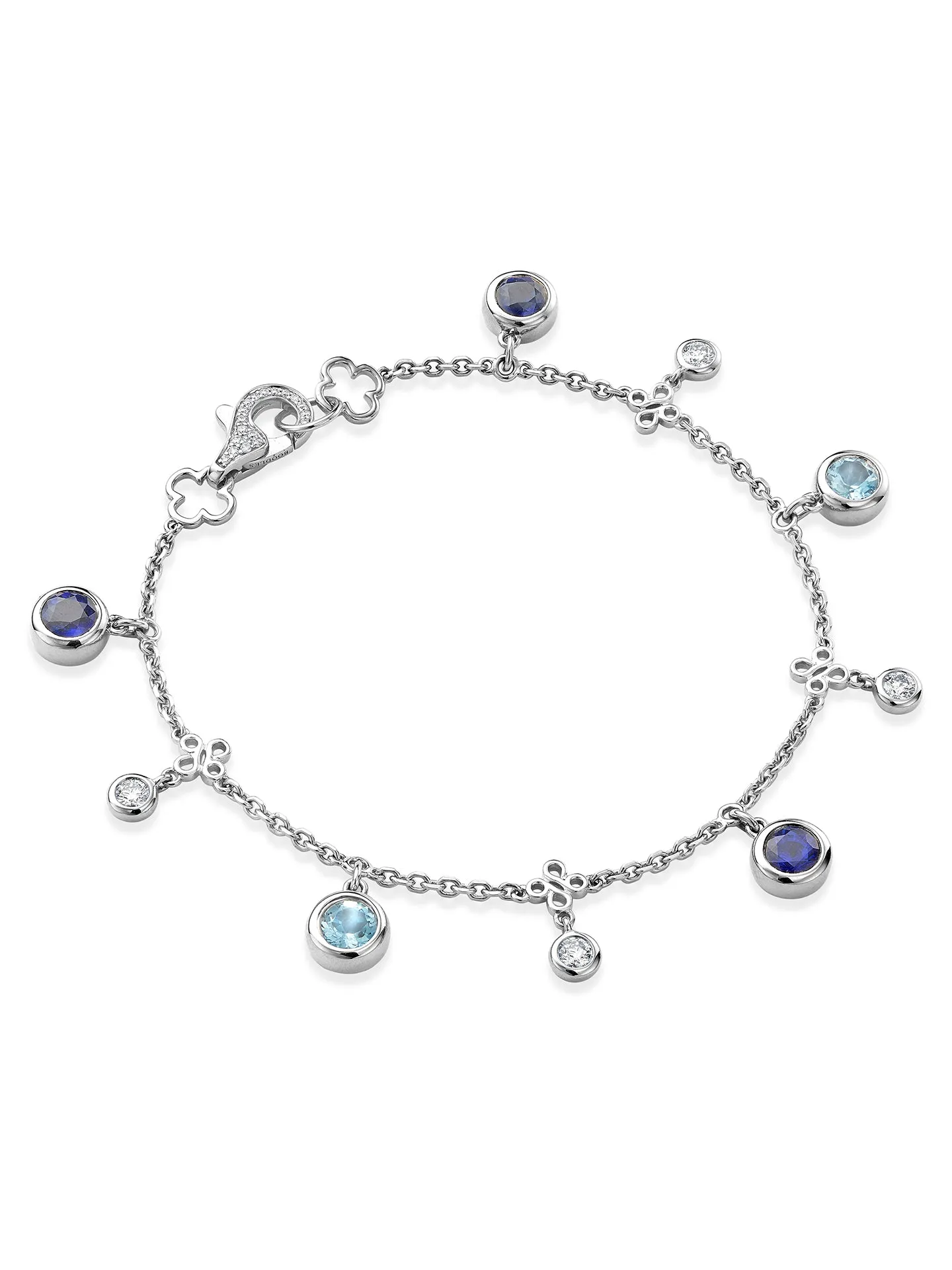 Beach Sapphire Aquamarine Platinum Bracelet