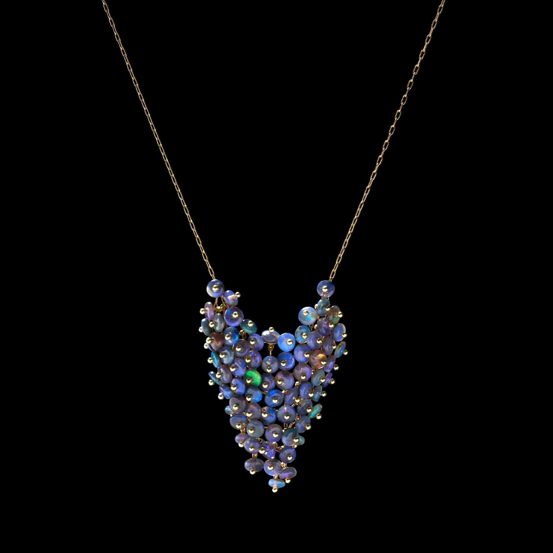 Beaded Black Opal Bib Necklace