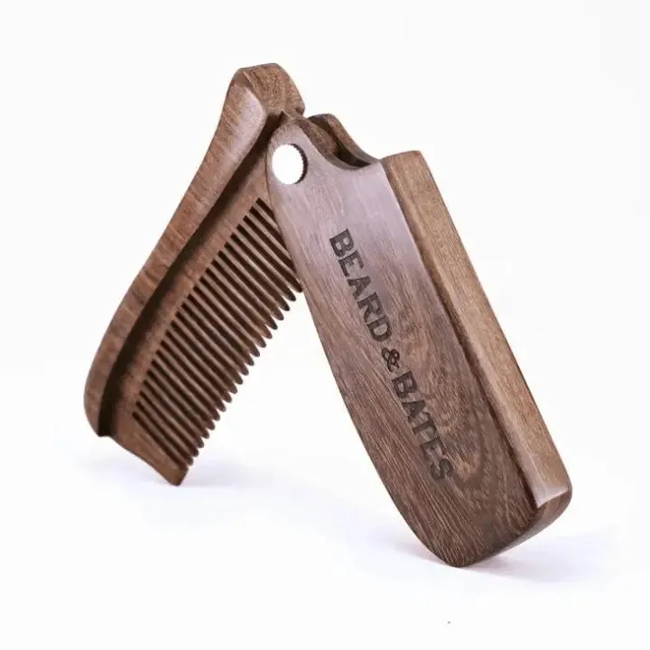 Beard & Bates' Sandalwood Switchblade Comb - The Original Wooden Beard Comb