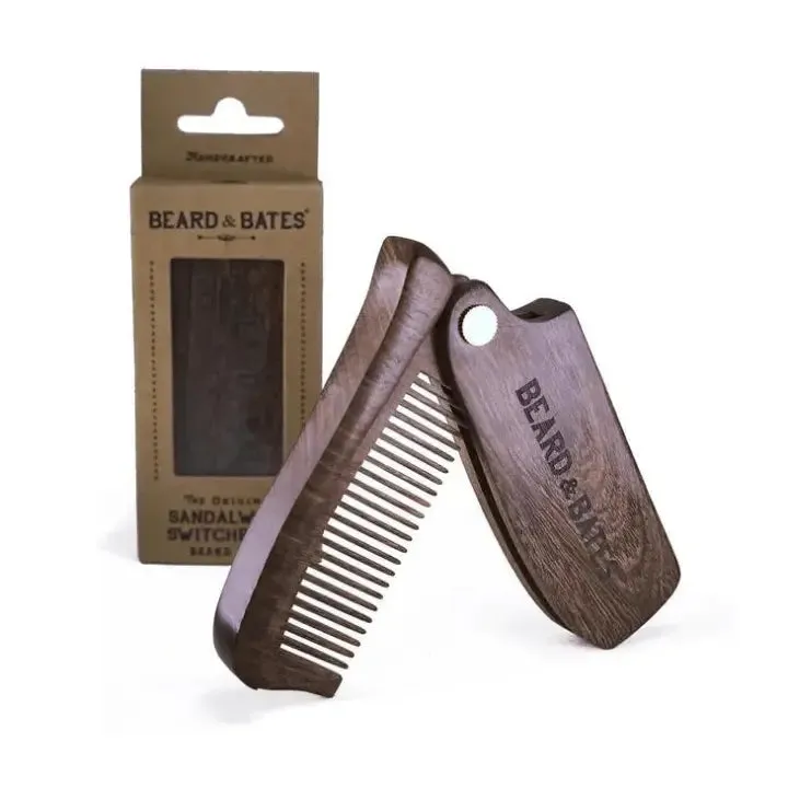 Beard & Bates' Sandalwood Switchblade Comb - The Original Wooden Beard Comb