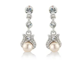 Becky Crystal and Pearl Drop Earrings